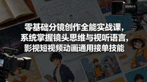 零基础分镜创作全能实战课,系统掌握镜头思维与视听语言,影视短视频动画通用接单技能