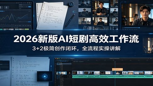 2026新版AI短剧高效工作流：3+2极简创作闭环，全流程实操讲解