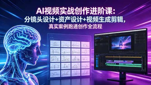 AI视频实战创作进阶课:分镜头设计+资产设计+视频生成剪辑,真实案例跑通创作全流程