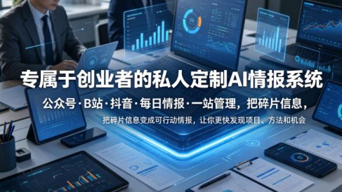 专属于创业者的私人定制AI情报系统，公众号·B站·抖音·每日情报·一站管理，把碎片信息变成可行动情报，让你更快发现项目、方法和机会