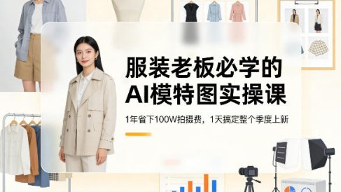 服装老板必学的AI模特图实操课,1年省下100W拍摄费,1天搞定整个季度上新