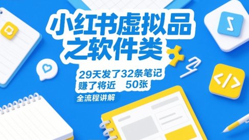 小红书虚拟品之软件类,29天发了32条笔记,賺了将近50张,全流程讲解