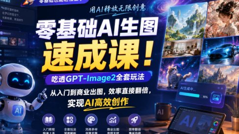 零基础AI生图速成课!吃透GPT-Image2全套玩法,从入门到商业出图,效率直接翻倍,实现AI高效创作