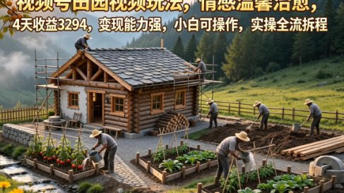 视频号田园视频玩法,情感温馨治愈,4天收益3294,变现能力强,小白可操作,实操全流程拆解