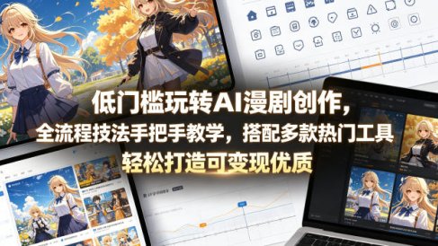 低门槛玩转AI漫剧创作,全流程技法手把手教学,搭配多款热门工具,轻松打造可变现优质作品
