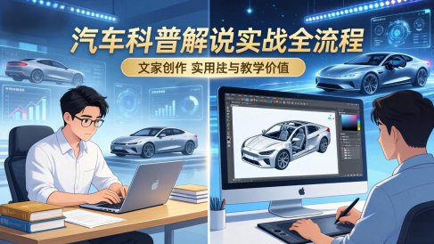 抖音汽车科普解说实战:文案+动画+画面处理+去水印全流程,打造专业汽车科普视频