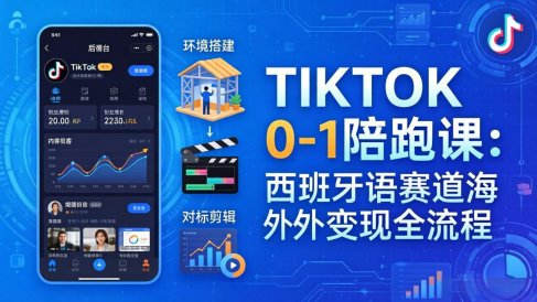 TIKTOK 0-1 陪跑课:从环境搭建到刷对标剪辑,西班牙语赛道海外变现全流程