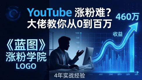 YouTube 涨粉难？《蓝图涨粉学院》：4 年赚 460 万的大佬教策略，从0到百万有路径！