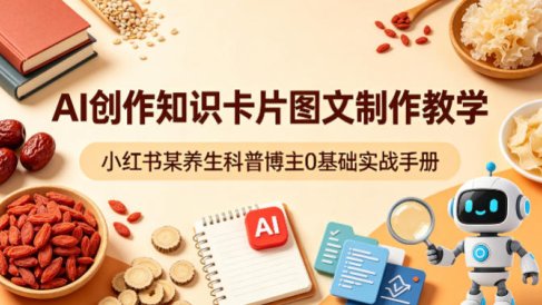 AI创作知识卡片图文制作教学，小红书某养生科普博主0基础实战手册