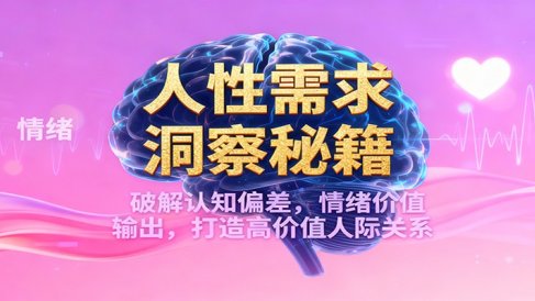 人性需求洞察秘籍，破解认知偏差，情绪价值输出，打造高价值人际关系