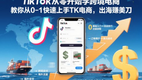 TikTok从零开始学跨境电商，教你从0-1快速上手TK电商，出海賺美刀