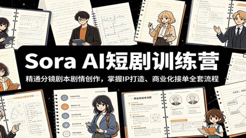 Sora AI短剧训练营：精通分镜剧本剧情创作，掌握IP打造、商业化接单全套流程