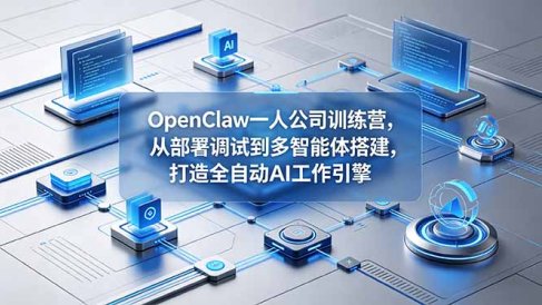 OpenClaw 一人公司训练营,从部署调试到多智能体搭建,打造全自动 AI 工作引擎