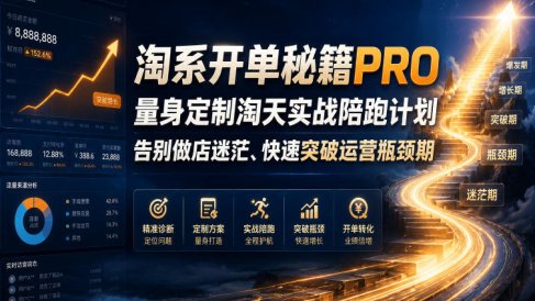 淘系开单秘籍PRO,量身定制淘天实战陪跑计划,告别做店迷茫、快速突破运营瓶颈期(2026年6月11)