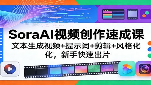 SoraAI视频创作速成课：文本生成视频+提示词+剪辑+风格化，新手快速出片