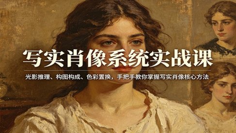 写实肖像系统实战课：光影推理、构图构成、色彩置换，手把手教你掌握写实肖像核心方法