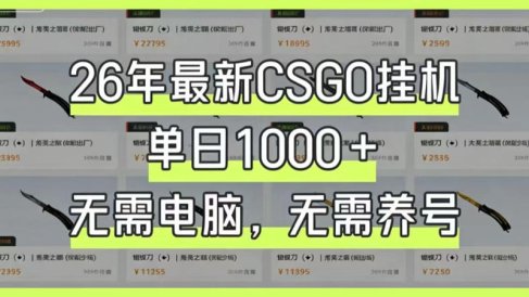 26年最新CSGO挂G系统，单日1000+，无需电脑，无需养号，0基础可上手【揭秘】