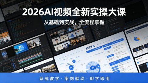 2026AI视频全新实操大课，从基础到实战，全流程掌握，系统教学·案例驱动·即学即用