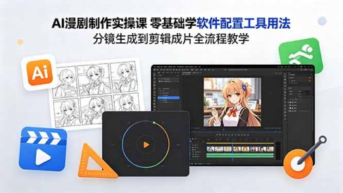 AI漫剧制作实操课 零基础学软件配置工具用法 分镜生成到剪辑成片全流程教学