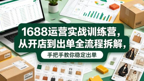 1688运营实战训练营，从开店到出单全流程拆解，手把手教你稳定出单