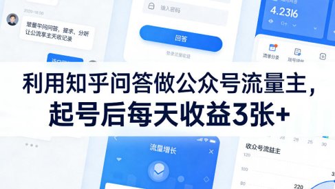 利用知乎问答做公众号流量主，起号后每天收益3张+