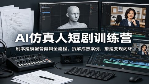 AI仿真人短剧训练营：剧本建模配音剪辑全流程，拆解成熟案例，搭建变现闭环