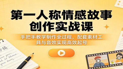 第一人称情感故事创作实战课：手把手教学制作全过程，配套素材工具与音效实现高效起号