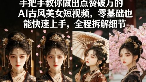 手把手教你做出点赞破万的AI古风美女短视频,零基础也能快速上手,全程拆解细节