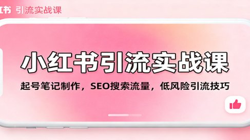 小红书引流实战课:起号笔记制作,SEO搜索流量,低风险引流技巧