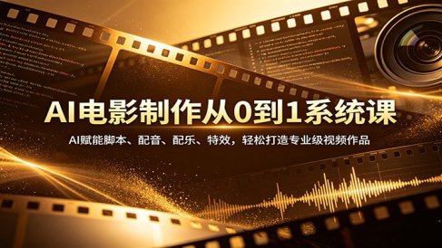 AI电影制作从0到1系统课:AI赋能脚本、配音、配乐、特效,轻松打造专业级视频作品