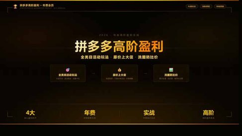 拼多多高阶盈利年费会员：全类目活动玩法、原价上大促、洗图防比价等核心盈利技术(更新26年3月