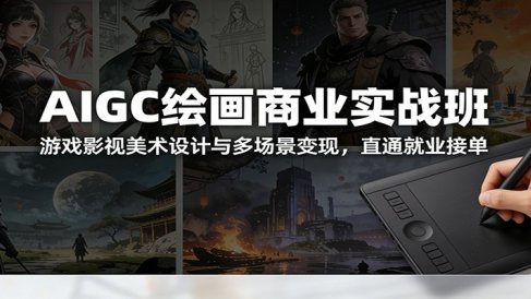 AIGC绘画商业实战班:游戏影视美术设计与多场景变现,直通就业接单