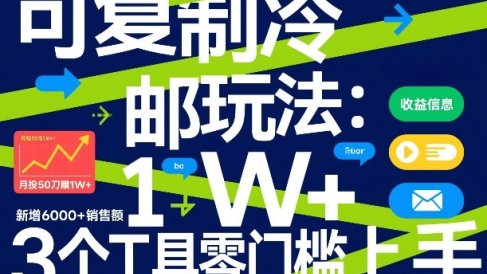 可复制冷邮件玩法:月投50刀賺1W+,新增6000+销售额,3个工具零门槛上手