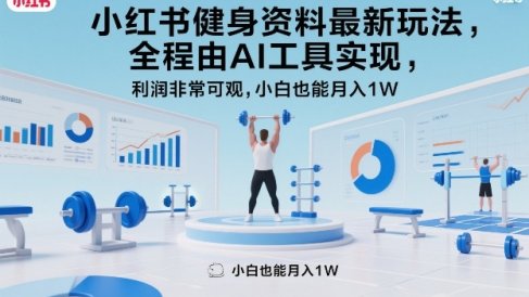 小红书健身资料最新玩法,全程由AI工具实现,利润非常可观,小白也能月入1W+【揭秘】