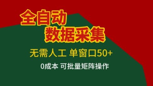 全自动数据采集项目，无需人工，单窗口可达50+收益，操作简单无难度，一个人也能轻松实现矩阵【揭秘】