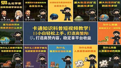 卡通知识科普短视频教学|小白轻松上手,打造高赞内容,稳定拿平台收益