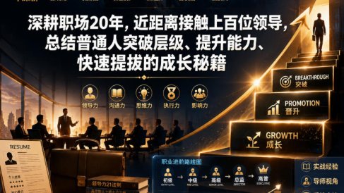 付费文章：深耕职场20年，近距离接触上百位领导，总结普通人突破层级、提升能力、快速提拔的成长秘籍(全网独家干货)