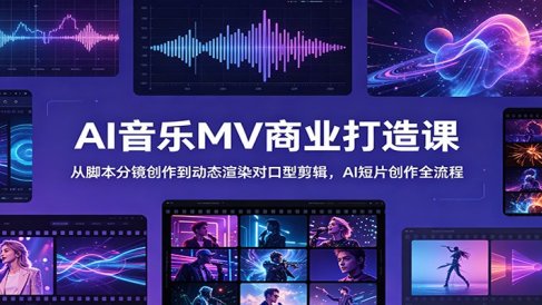 AI音乐MV商业打造课：从脚本分镜创作到动态渲染对口型剪辑，AI短片创作全流程
