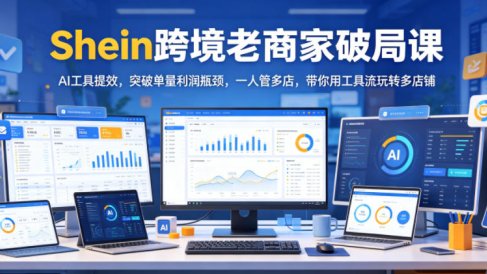 Shein跨境老商家破局课,AI工具提效,突破单量利润瓶颈,一人管多店,带你用工具流玩转多店铺