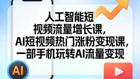 人工智能短视频流量增长课，AI短视频热门涨粉变现课，一部手机玩转AI流量变现