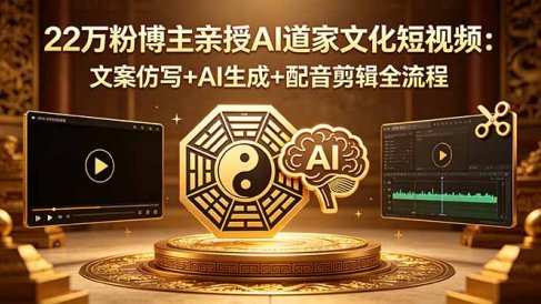 22万粉博主亲授AI道家文化短视频：文案仿写+AI生成+配音剪辑全流程