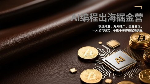 AI编程出海掘金营：快速开发、海外推广、美金变现，一人公司模式，手把手带你稳定赚美金