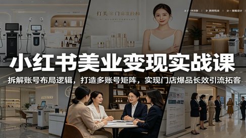 小红书美业变现实战课：拆解账号布局逻辑，打造多账号矩阵，实现门店爆品长效引流拓客