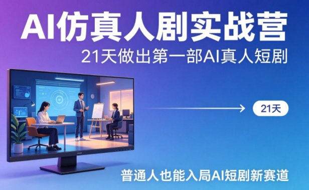 AI仿真人剧实战营，21天做出第一部AI真人短剧，普通人也能入局AI短剧新赛道