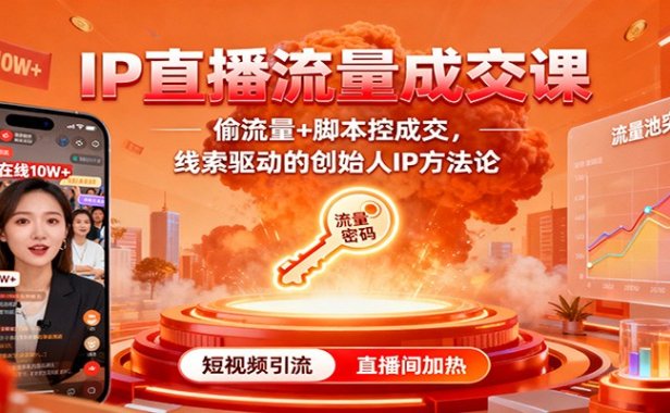 IP直播流量成交课:偷流量+脚本控成交,线索驱动的创始人IP方法论