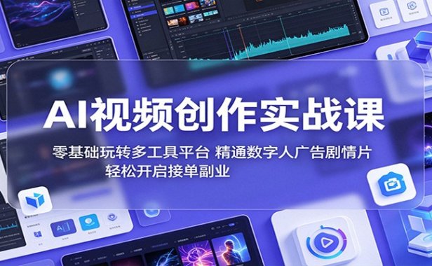 AI视频创作实战课：零基础玩转多工具平台，精通数字人广告、剧情片，轻松开启接单副业