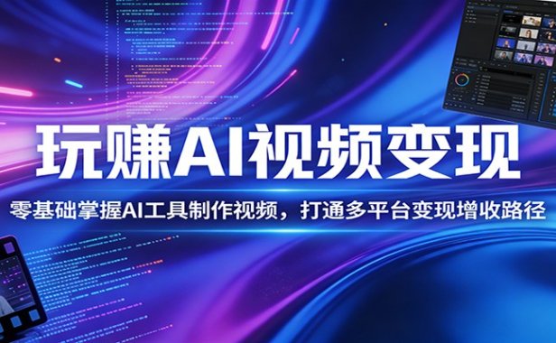 玩赚AI视频变现，零基础掌握AI具制作视频，打通多平台变现增收路径