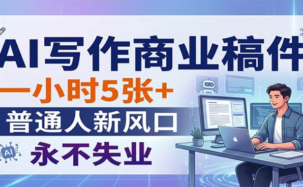AI写作商业稿件，一小时5张+，普通人新风口，永不失业