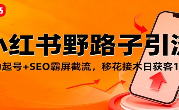 小红书野路子引流,暴力起号+SEO霸屏截流,移花接木日获客100+
