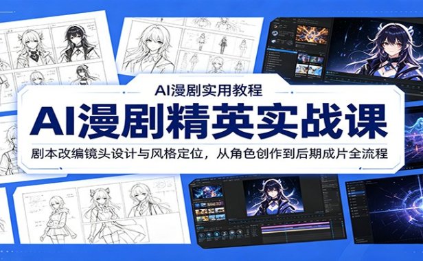 AI漫剧精英实战课:剧本改编镜头设计与风格定位,从角色创作到后期成片全流程